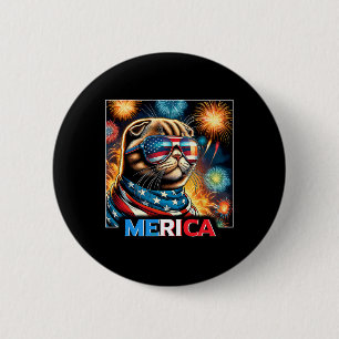 Fireworks Patriotic Scottish Fold Cat Merica 6 Cm Round Badge