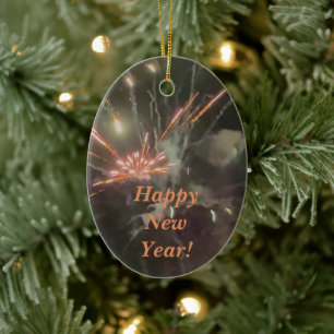 Fireworks Photo Ceramic Tree Decoration