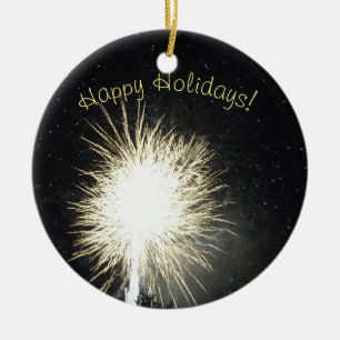 Fireworks Photo Ceramic Tree Decoration