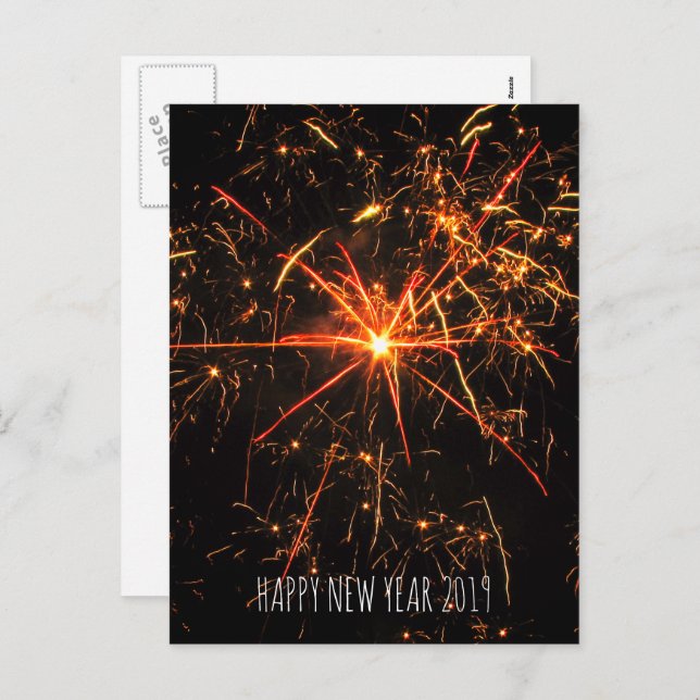 Fireworks Photo Happy New Year 2023 Holiday Postcard (Front/Back)