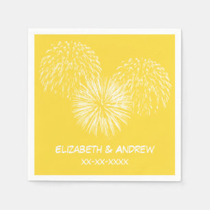 Fireworks, Pineapple Background, Name Monogram Napkin