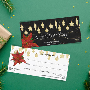 Fireworks Poinsettia Christmas Ornaments Gift Card