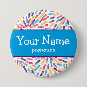 Fireworks Polyamory Pride Flag Pronouns Nametag 7.5 Cm Round Badge
