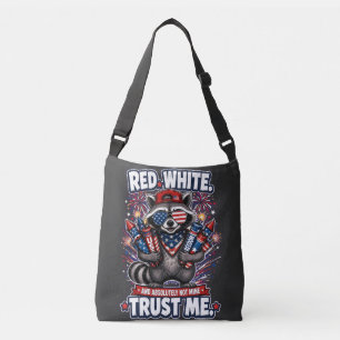 Fireworks Racoon 4th of July Crossbody Bag