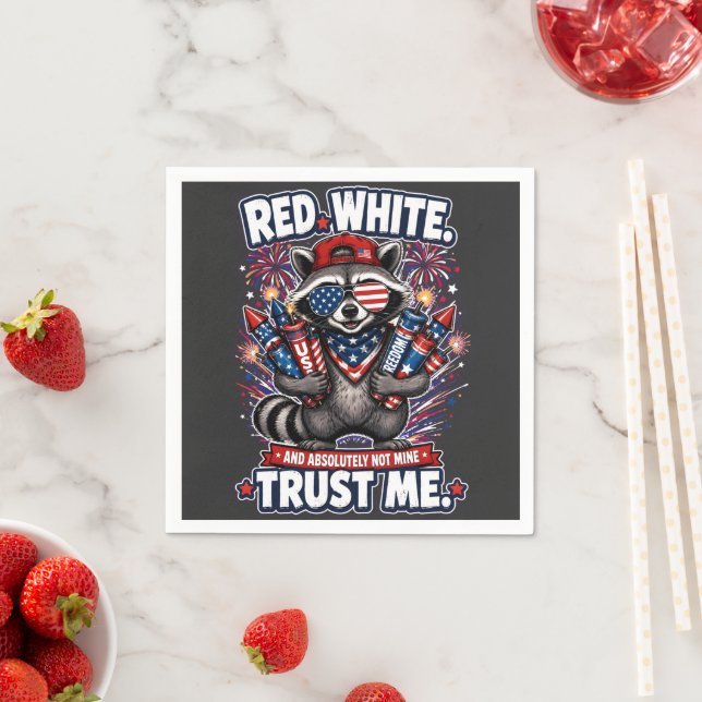 Fireworks Racoon 4th of July Napkin (Insitu)
