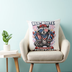 Fireworks Racoon 4th of July Pillow