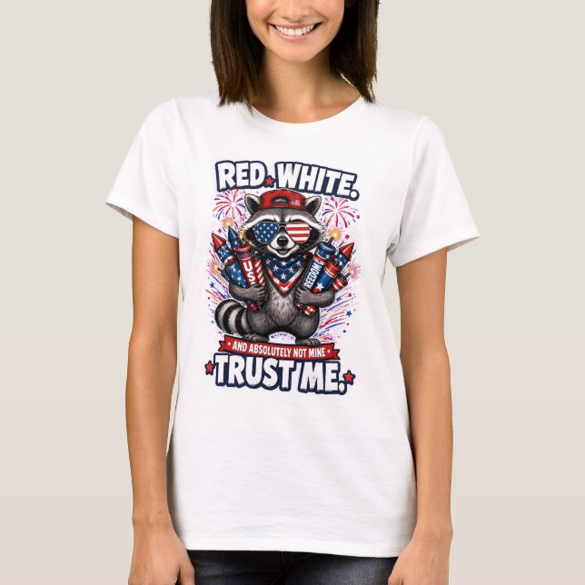Fireworks Racoon 4th of July T-shirt (Front)