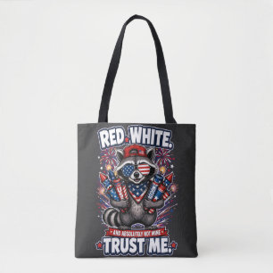Fireworks Racoon 4th of July Tote Bag
