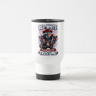 Fireworks Racoon 4th of July Travel Mug