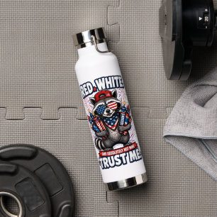 Fireworks Racoon 4th of July Water Bottle