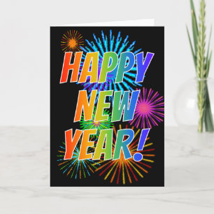 Fireworks + Rainbow Spectrum "HAPPY NEW YEAR!" Card