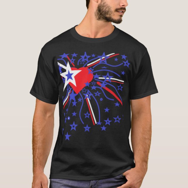 Fireworks Red White and Blue T-Shirt (Front)