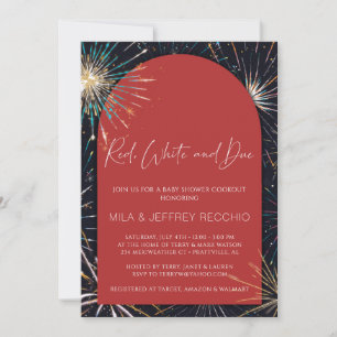 Fireworks Red, White and Due Baby Shower Invitation