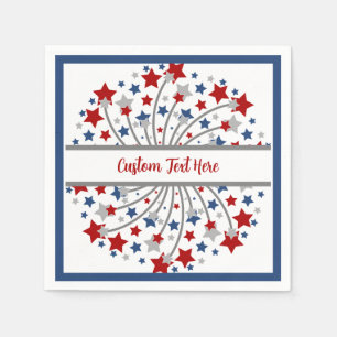 Fireworks Red White Blue Independence July Fourth Napkin