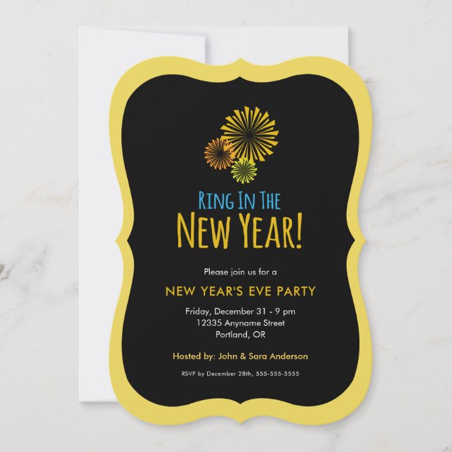 Fireworks Ring in The New Year Party Invitation (Front)