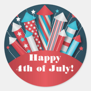 Fireworks Rockets 4th of July Party Stickers