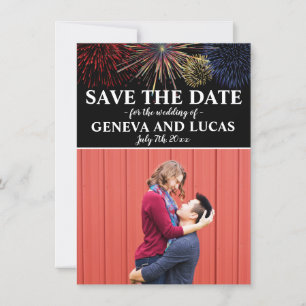 Fireworks Sky Fourth of July Wedding Save The Date