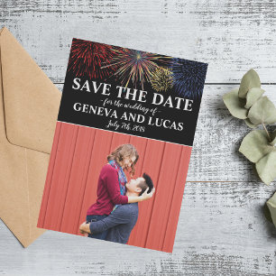 Fireworks Sky Fourth of July Wedding Save The Date