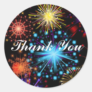 Fireworks sky Thank You Classic Round Sticker
