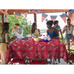 Fireworks Sparks Independence Party  Tablecloth