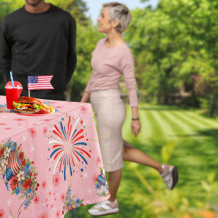 Fireworks Sparks Independence Party Tablecloth