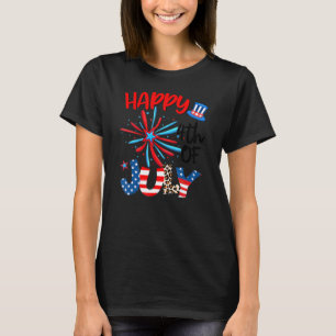 Fireworks Star Leopard Firework American Happy 4th T-Shirt