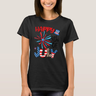 Fireworks Star Leopard Firework American Happy 4th T-Shirt