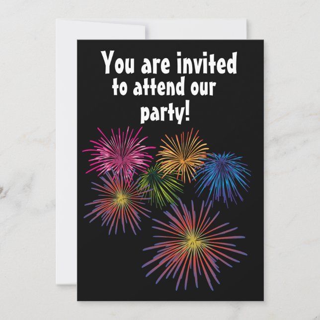 FIREWORKS SUMMER PARTY CUSTOM INVITATIONS (Front)