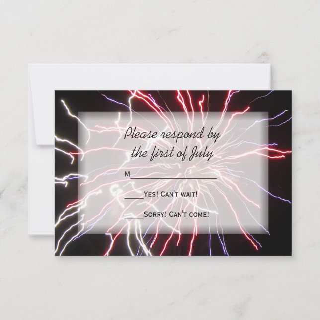 Fireworks Summer Wedding RSVP Response Card (Front)