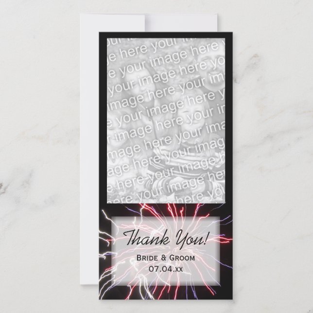Fireworks Summer Wedding Thank You Photo Card (Front)