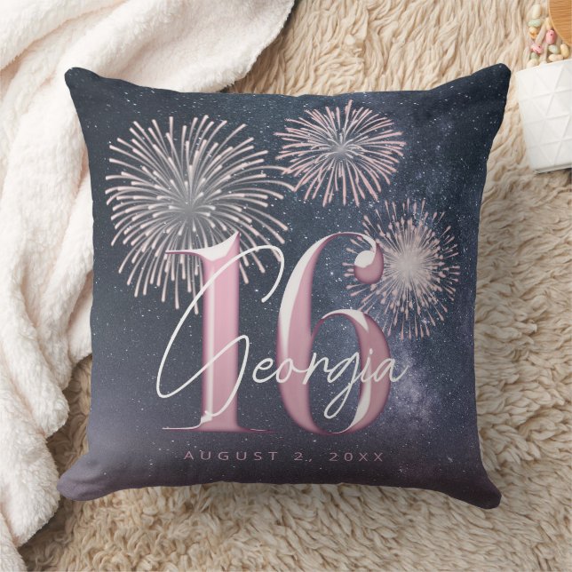 Fireworks Sweet 16 Midnight Blush ID984 Cushion (Blanket)