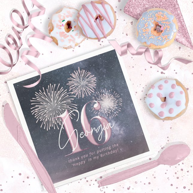 Fireworks Sweet 16 Midnight Blush ID984 Napkin (Creator Uploaded)