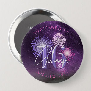 Fireworks Sweet 16 Purple ID984 10 Cm Round Badge