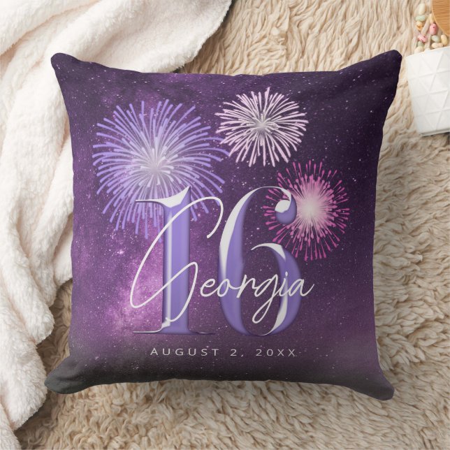 Fireworks Sweet 16 Purple ID984 Cushion (Blanket)
