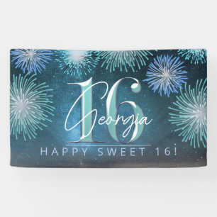 Fireworks Sweet 16 Teal ID984 Banner