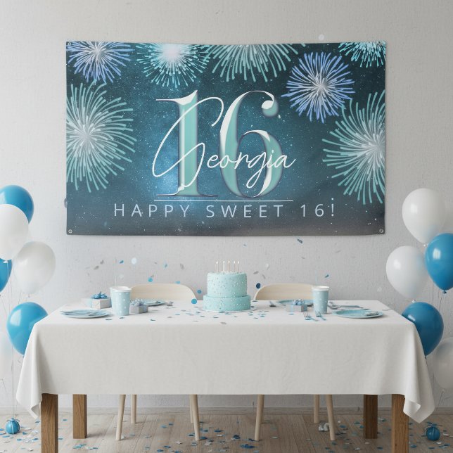 Fireworks Sweet 16 Teal ID984 Banner (Creator Uploaded)