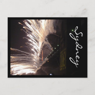 fireworks sydney bridge holiday postcard