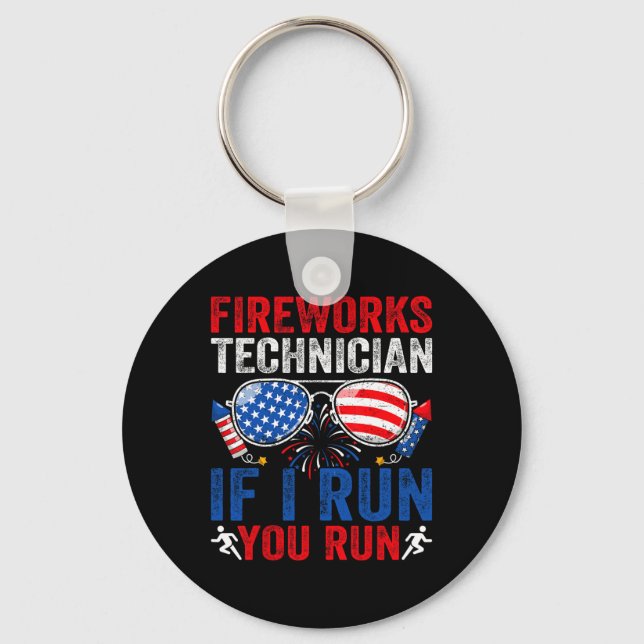 Fireworks Technician Funny 4th Of July Sungles Men Key Ring (Front)