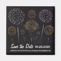 Fireworks Themed Black Gold Save The Date