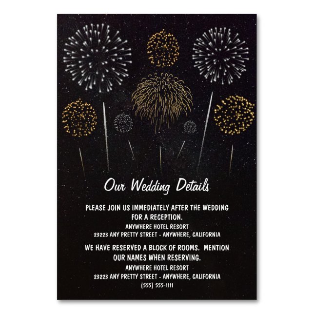 Fireworks Themed Sky Wedding Enclosure Cards (Front)