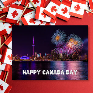 Fireworks Toronto Skyline Happy Canada Day Card