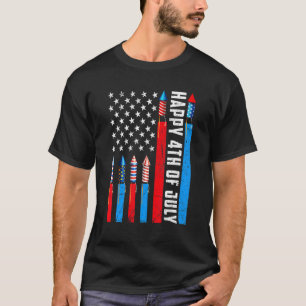 Fireworks Usa Flag Patriotic American Happy 4th Of T-Shirt