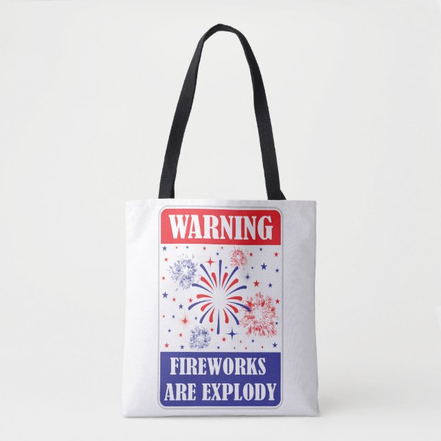 Fireworks Warning Sign Tote Bag (Front)