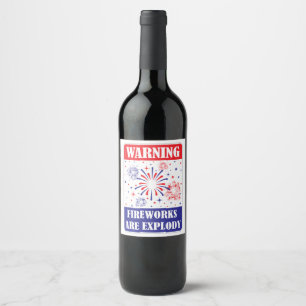 Fireworks Warning Sign Wine Label