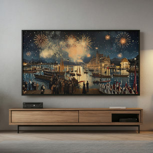 Fireworks Waterfront Print   Samsung Frame TV Art