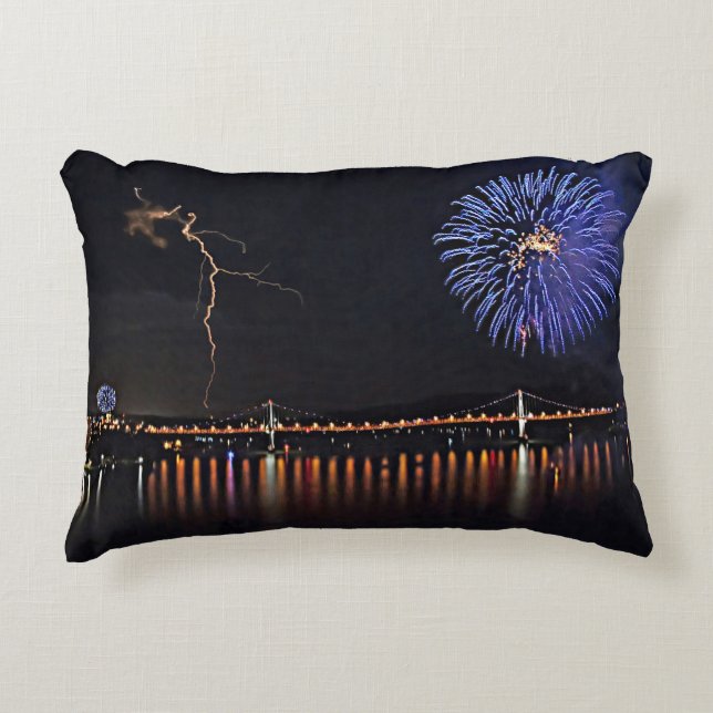 Fireworks With Lightning Decorative Cushion (Front)