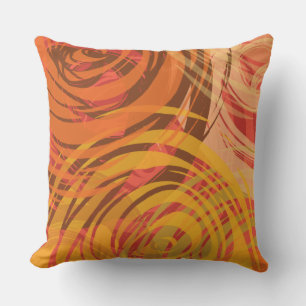 Firey Orange SPIRAL DESIGN Retro Throw Pillow