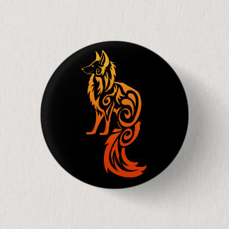 Firey Red Tribal Fox Kitsune 3 Cm Round Badge