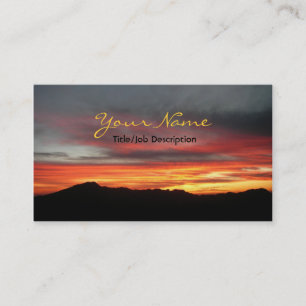 Firey Sunset Over Mountains Business Card