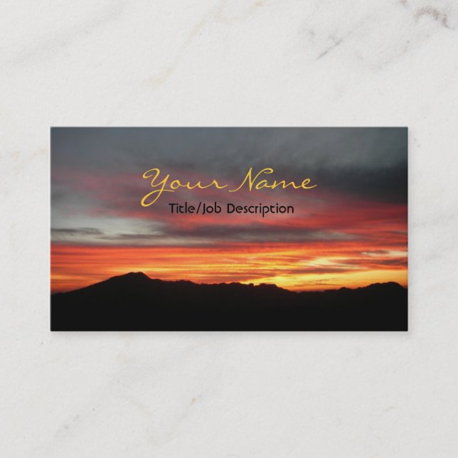 Firey Sunset Over Mountains Business Card (Front)